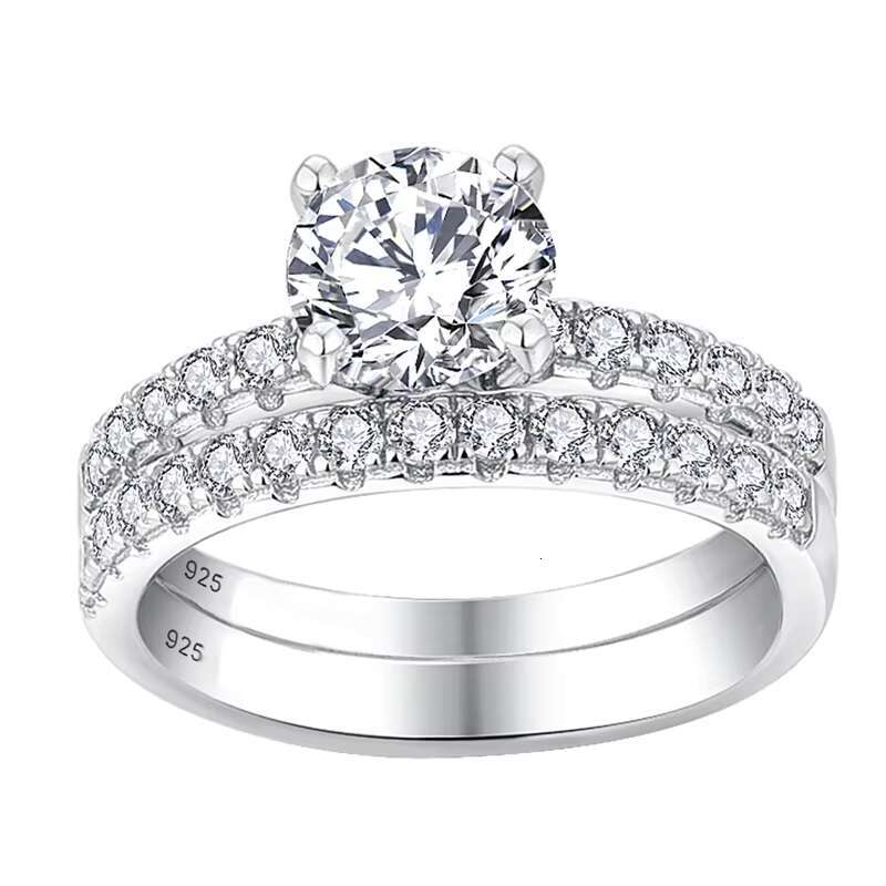 Moissanite Engagement Ring Fine Jewelry 925 Sterling Silver Rhodium Plated Ring Zircon Lovers Wedding Ring Stacking
