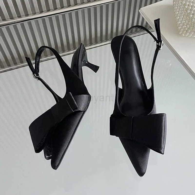 Fashion -Knot Wen Stiletto H Shoes Fem Buckle Strap Footwear Pointed Toe Ladies H Pumps Shoes Big Size 43 Z250326