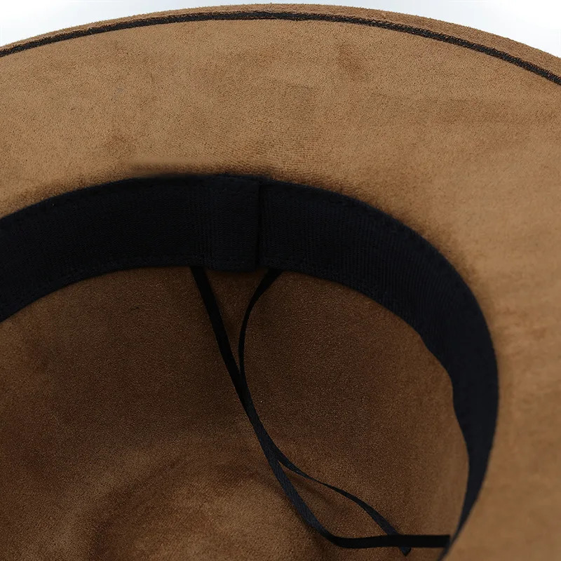 Suede Fedora Hat Mens Bullhead Accessories Western Cowboy Sun Hat Womens Fashion Top Jazz Hat Fedoras Chapeau Sombrero Mujer 250325