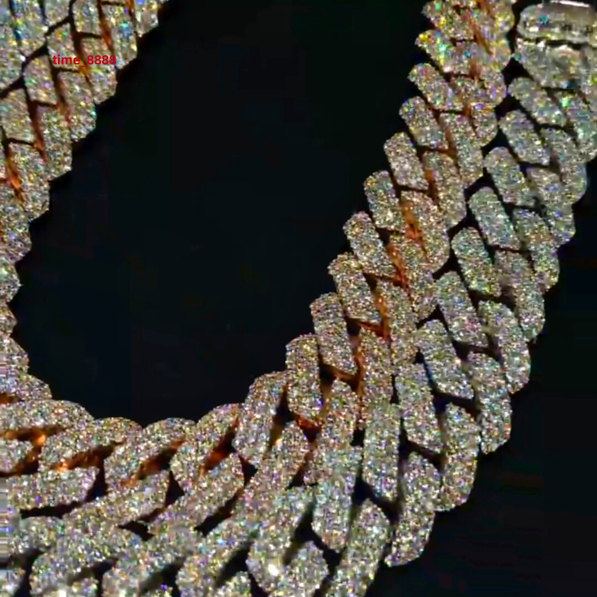 Best Quality Customized 16 mm Cuban Link Moissanite Diamond Chain 925 Sterling Silver White Rose Gold Diamond Chain