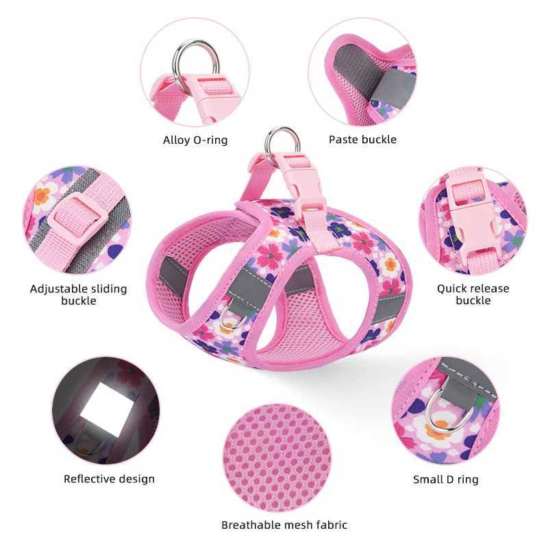 HP386 pet cat and dog printed vest style wiring harness 360 suitable for pet body size 1.5-meter dog leash. X250326