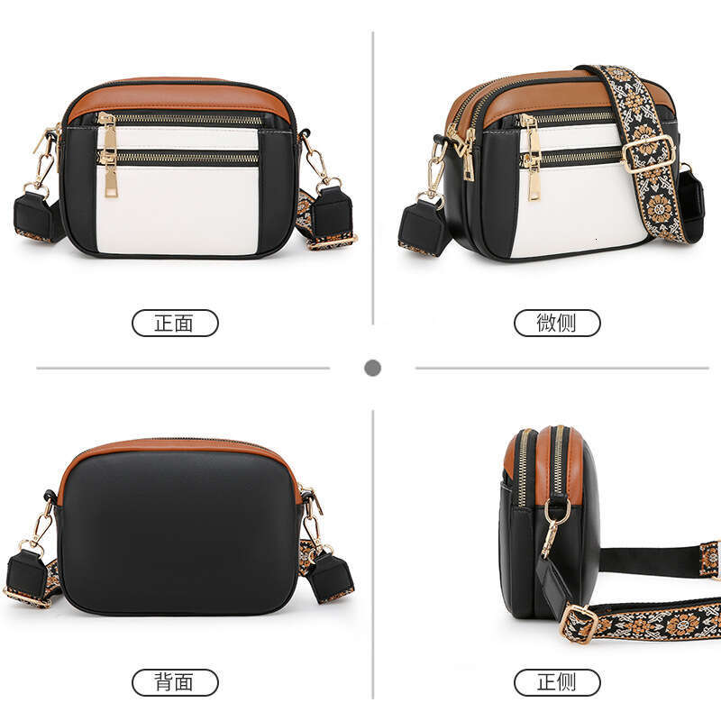 New versatile casual PU women's simple and luxurious, single large capacity, wide shoulder strap, crossbody bag, trendy