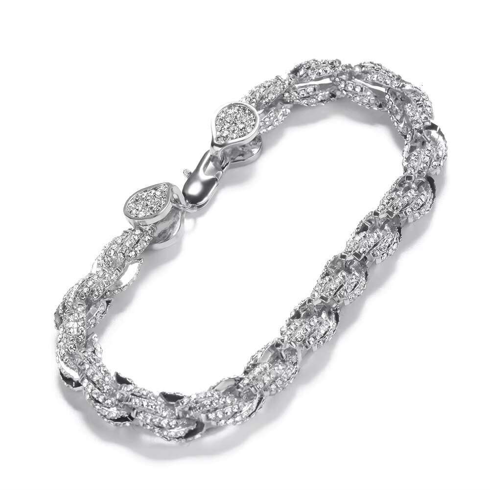 2025 Designer necklace Fashion Trendy Hip Hop Bulk Zinc Alloy 14k Solid Gold Ice Out Cz Rhinestone Crystal Diamond Cut Twist Rope Chain Necklace
