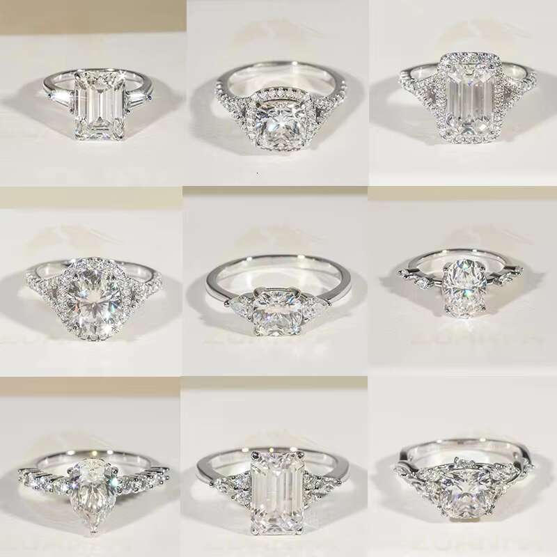 49 Styles Fancy Cut Moissanite Hip Hop Jewelry Engagement Rings Moissanite 925 Sterling Silver Iced Out Moissanite Diamond Ring