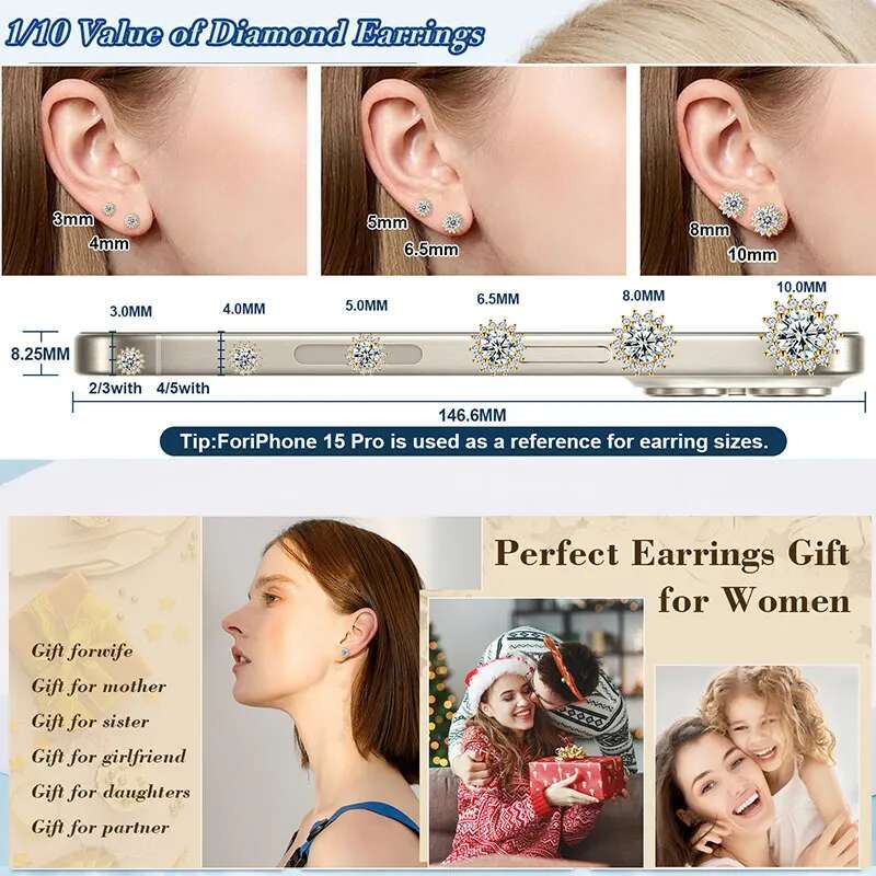 TUHE Unisex VVS1Moissanite Flower Women Earrings 925 Silver Fine Jewelry Earings 4MM/5MM Silver 925 Fashion Earrings Women Gift