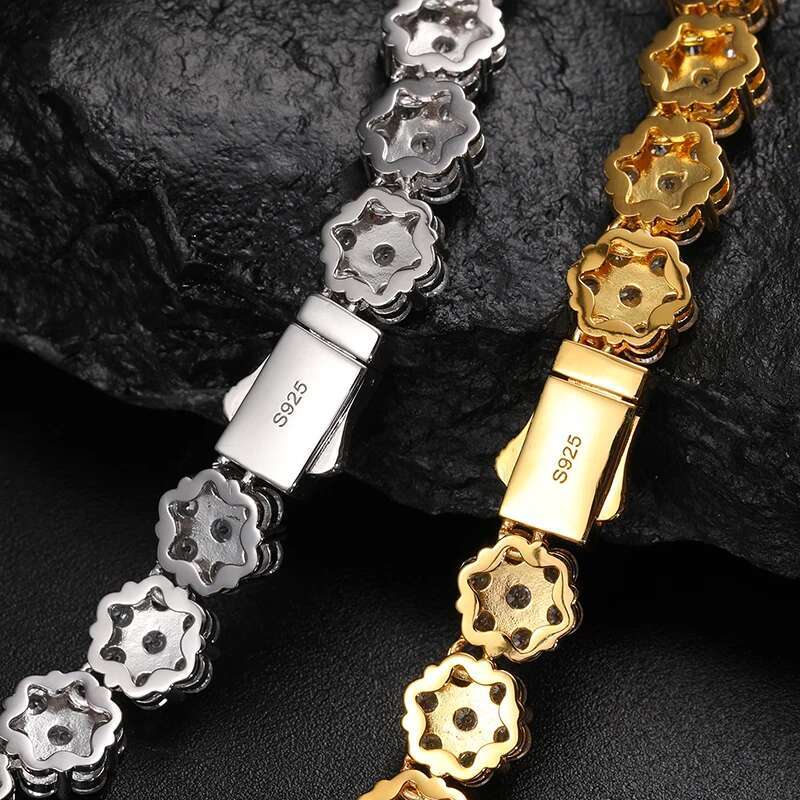 10mm Moissanite VVS1 Unisex Necklace Chain 925 Silver For Women Iced Out Chain Link Necklace Unisex Fine Hip Hop Jewelry