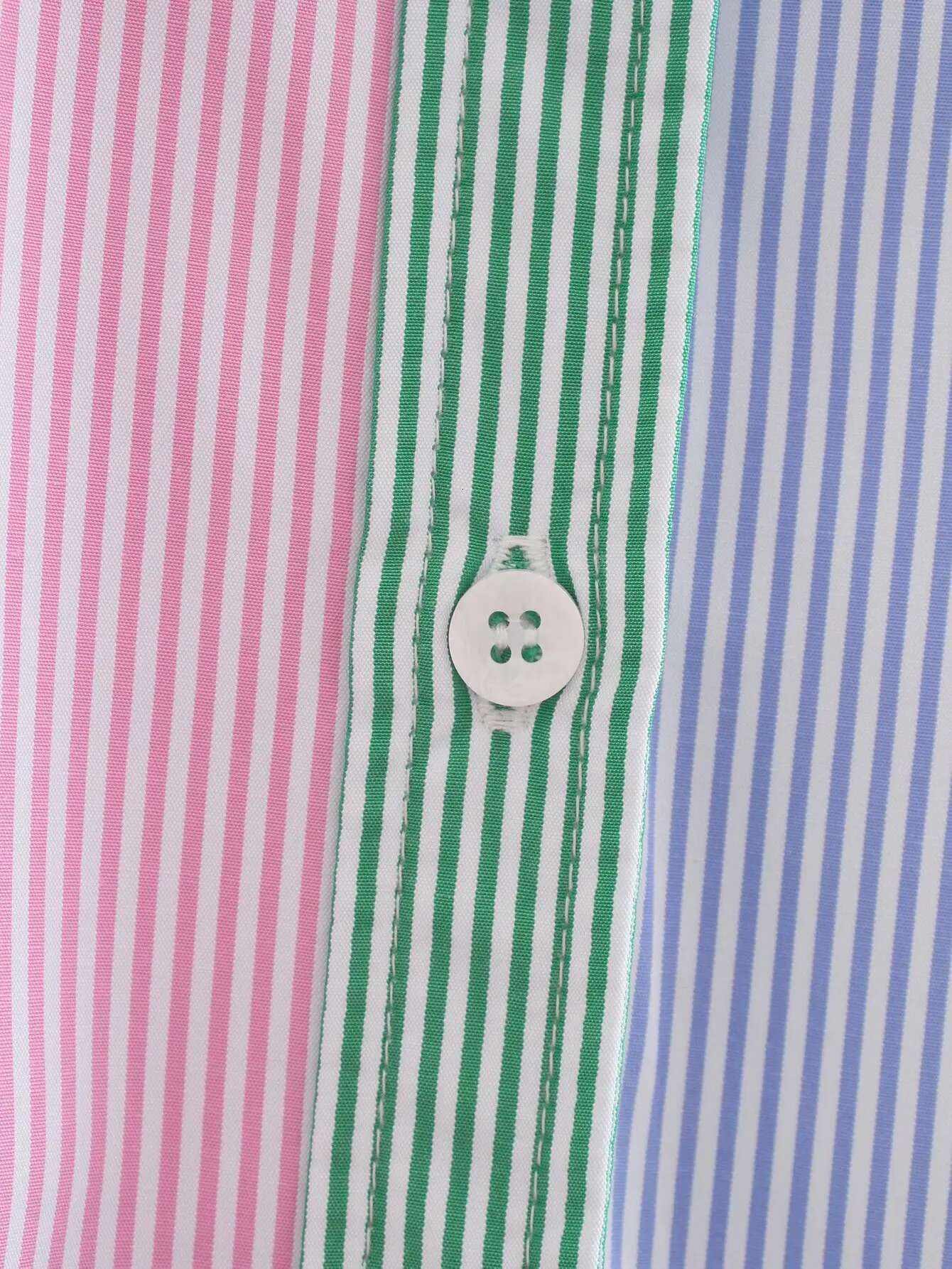 Women's Fashion Hit Color Striped Print Ladies Buttoned Casual Top Shorts Shirt Two-Piece Summer