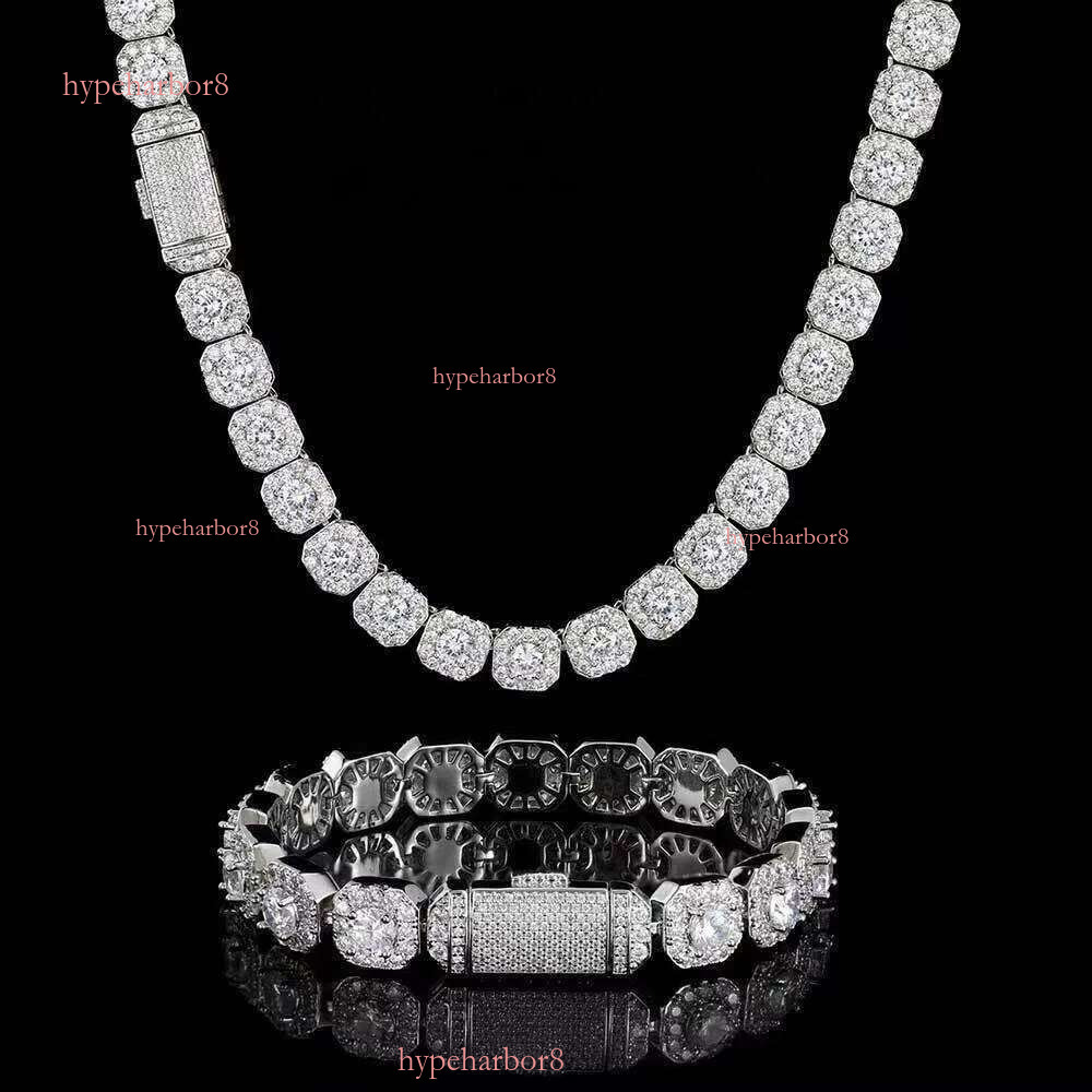 Necklace bracelet Moissanite Dia Custom Vvs Cuban k S Sier 10mm Large Tennis Chain Solid Back Hiphop