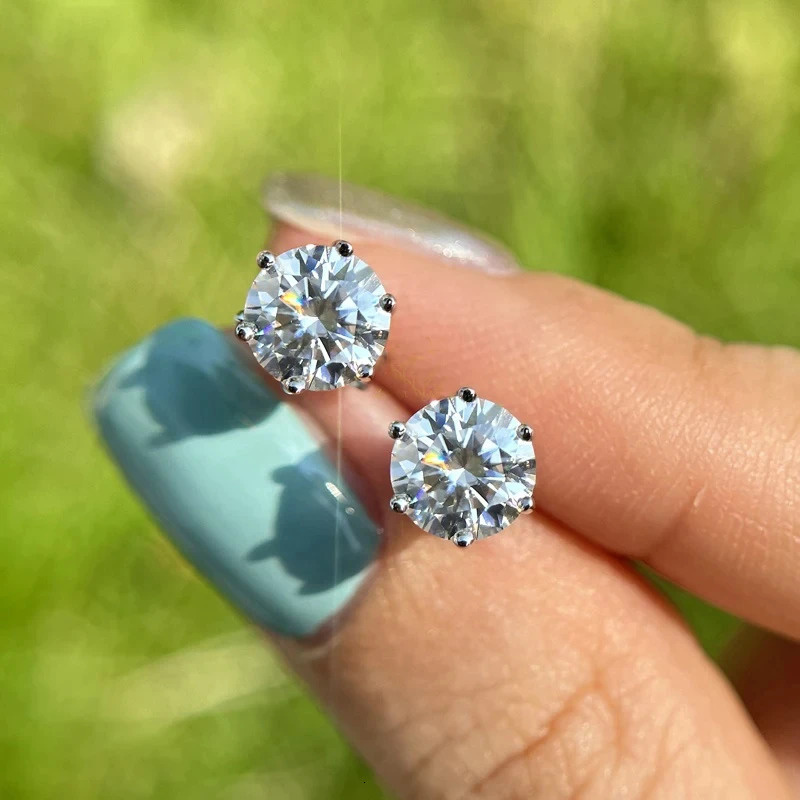 GRA Stud Earrings 925 Sterling Silver Lab Diamond Mossanite Earring for Women Men Lover Ear Stud 1ct 2ct 250318