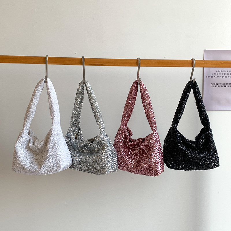 Korean Trend Sequin Large Capacity Handbag 2025 Spring And Summer New Fashion Niche Design Full Star Shoulder Bag