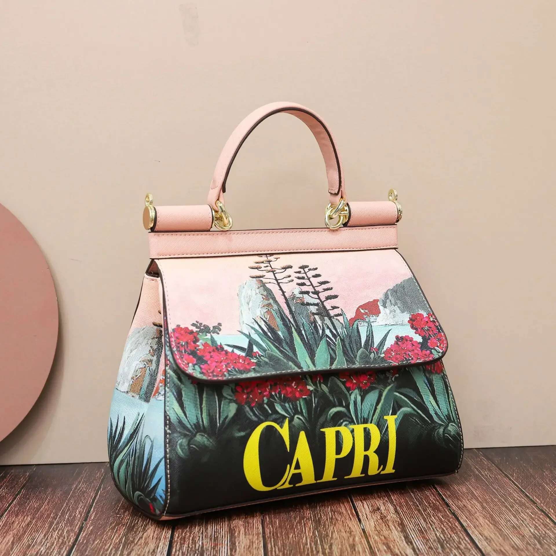 Women Bags Leather Vintage Painting Art Purse Handbags Girl Shoulder Cross Body Messenger Bag Female Totes Bracciai Style