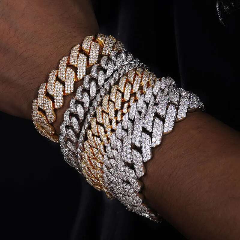 Hip Hop/Rock Iced Out Cuban Link Chain Necklace Sterling Silver 925 For Men Hip Hop Jewelry