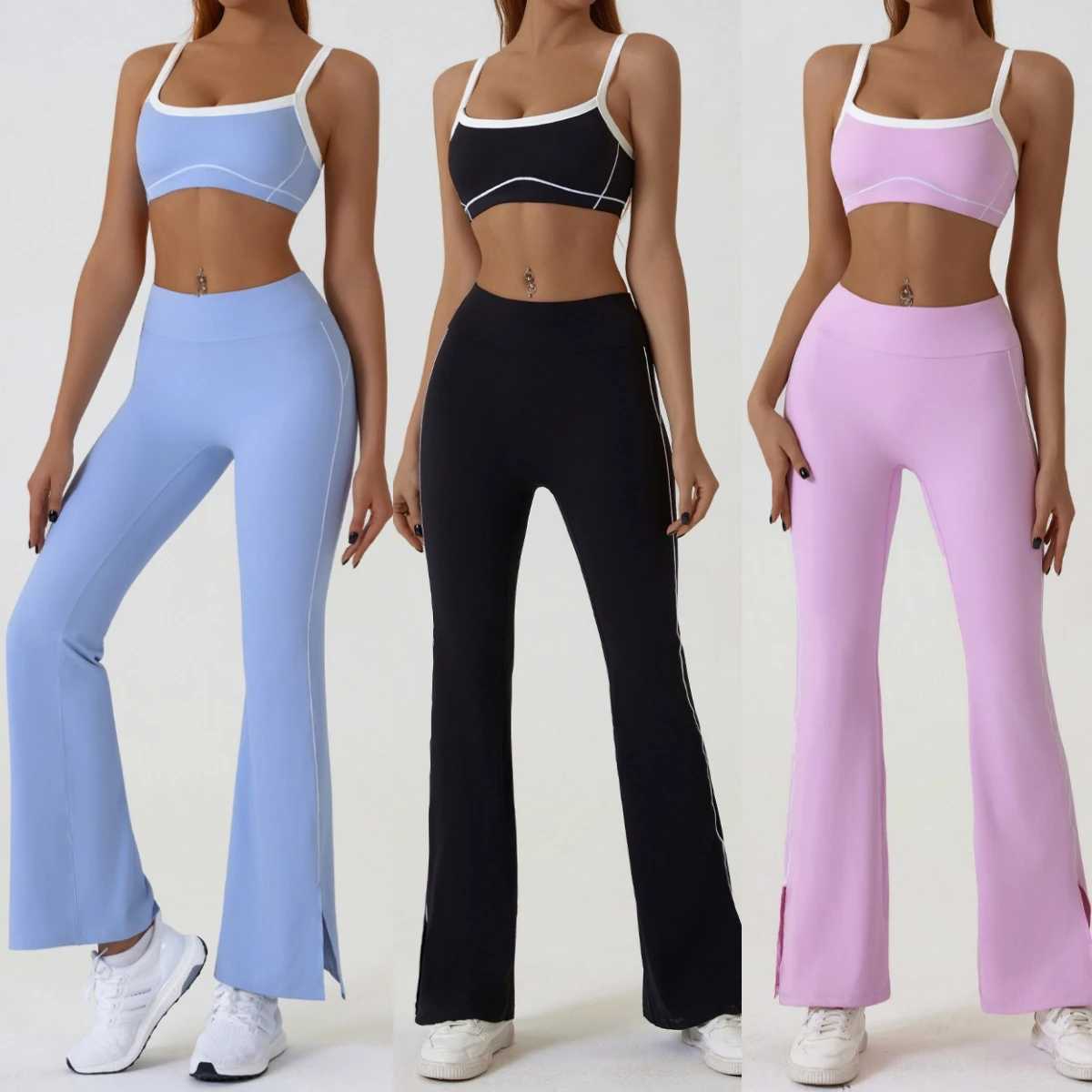 /2-piece yoga set womens sports bra set fitness clothing flash pants gym activity suit W250326