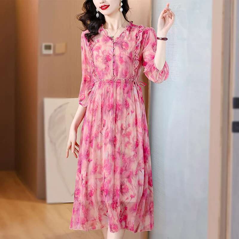 Real Mulberry Silk Dress Summer 2024 New French Gentle and Aging Reducing Foreign Style Fragmented wer Skirt