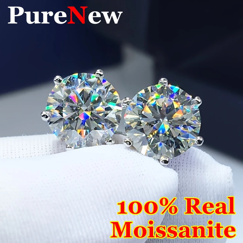 Premium 0.5-2ct Diamond Stud Earrings for Women Original 925 Sterling Silver Screw Back Women Earring GRA 250318