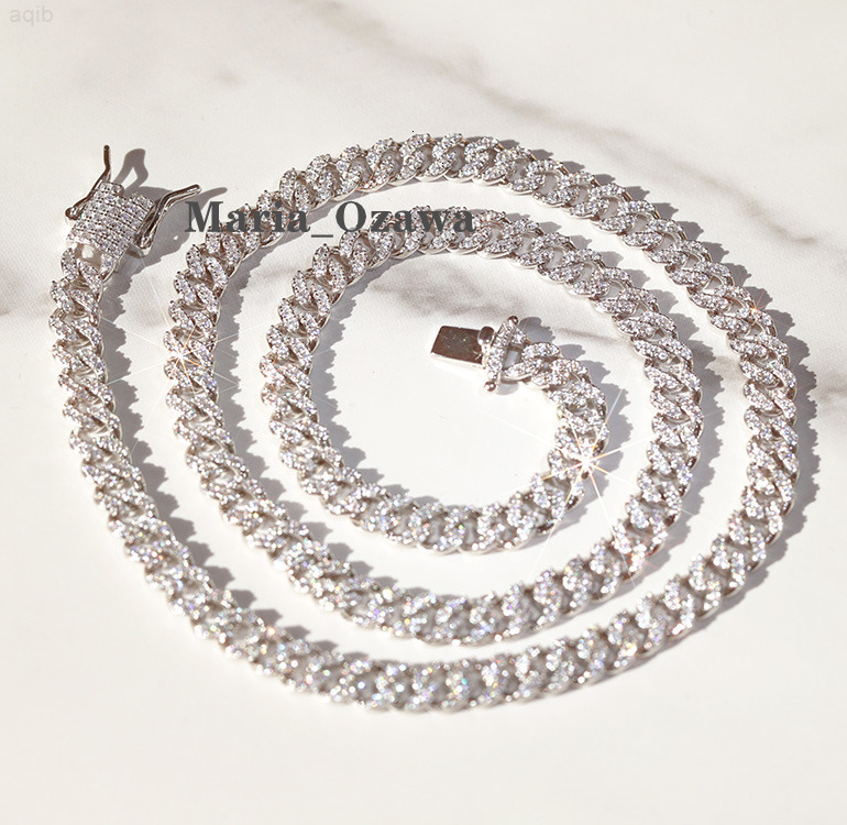 High Quality Pass Diamond Test Vvs Moissanite 6mm Single Row Hip Hop Sterling Silver Custom Moissanite Cuban Chain