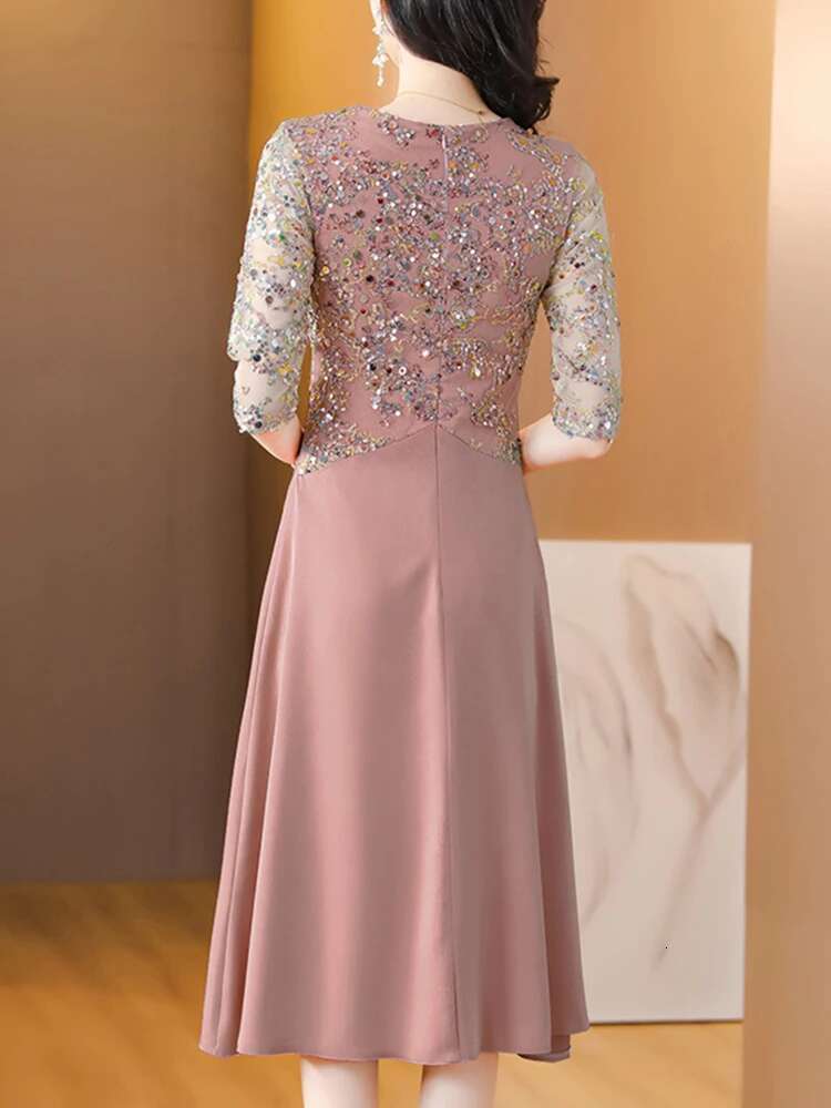 Summer New Sequins Chic Evening Wedding 2024 Women's Elegant Bodycon Midi Dress Satin Vintage Casual Party Vestidos