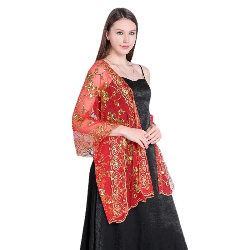 Women Evening Dress Wedding Shawl Sequined Shrug Wraps Solid Party Shawl Scarf Tassel Bridal Bolero Cape Mariage Shrug 250321