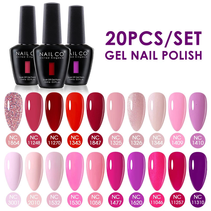 NAILCO 15ml 10/20pcs Gel Nail Polish Set Spring Summer Color UV Gel Nail Art All For Manicure Gel Paint For DIY Professionals 250326