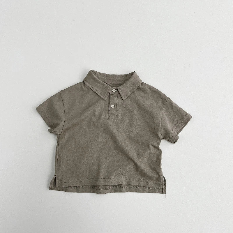 Spring Summer Children Polo Shirts 1-8Y Boys Cotton Button Solid Casual Short Sleeve Tops Korean Toddler Wear For Kids Clothing 250326