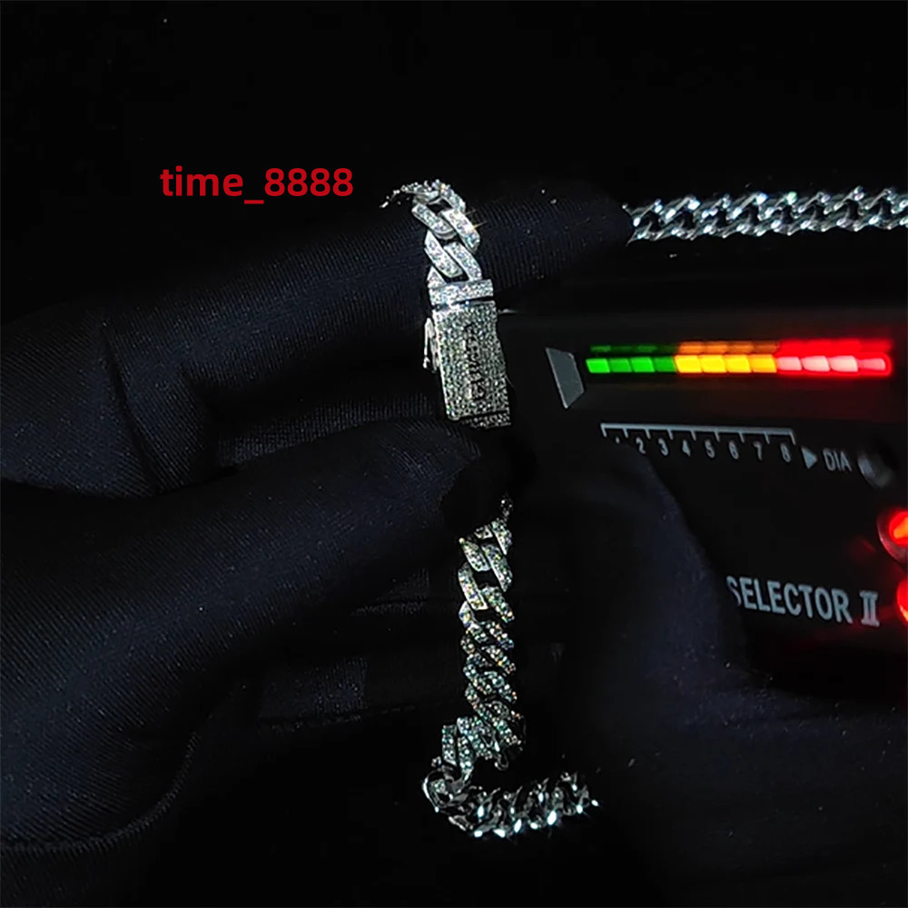 Wholesale Luxury 925 Sterling Silver Jewelry 8mm Custom Necklace Iced Out Cuban Link VVS Moissanite Diamond Cuban Link Chain