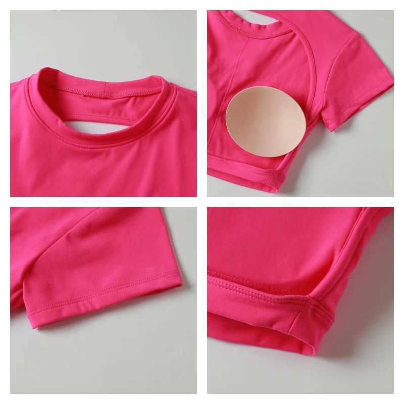 Ctenkevet sports short top womens fitness shirt yoga clothes womens gym training clothes crop top beautiful back T-shirt W250326