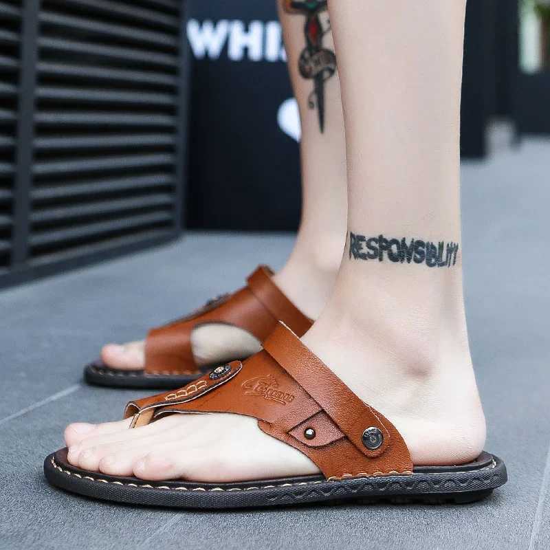 DUDELI hot selling mens sandals genuine leather mens summer shoes casual slippers flip cover mens comfortable shoes soft sandalsXJ250326