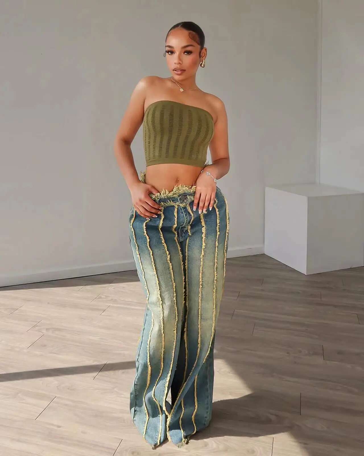 Wide Leg Jeans Pants Sexy Women High Waist Elegant Streetwear Denim Straight Trousers