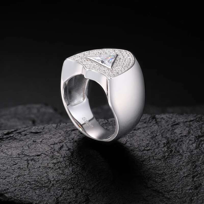 Real 925 Silver Classic Ring Iced Out Custom Moissanite Diamond Rings For Men Real Gold Plated Hip Hop Charm Jewelry Gifts