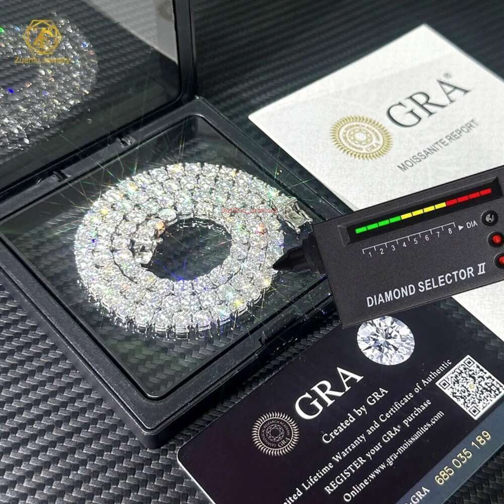 designer vvs necklace moissanite hip hop 2mm 3mm iced out dia sterg sier 4mm 5mm woman tennis chain valentines day gift