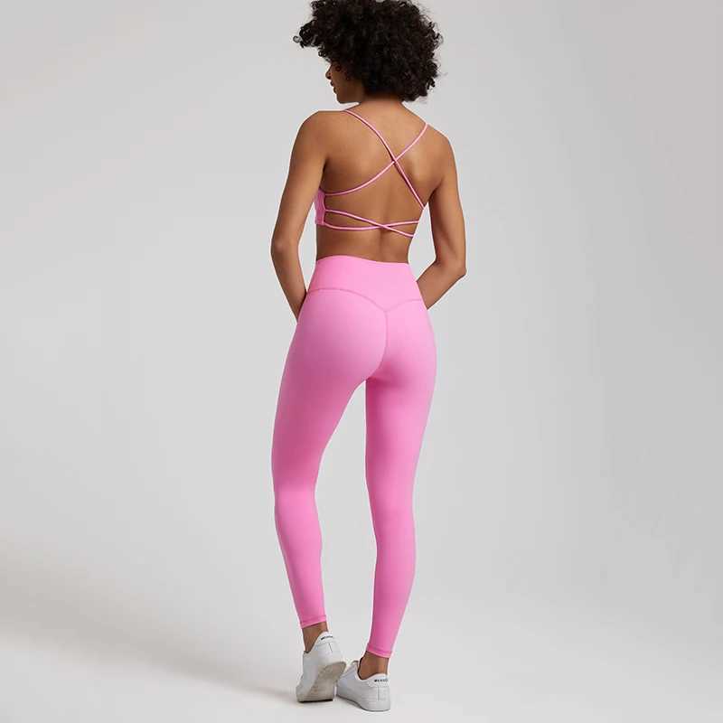 Soft two-piece gym set suitable for womens exercise fitness suit backless sports bra set new matching yoga pants set W250326