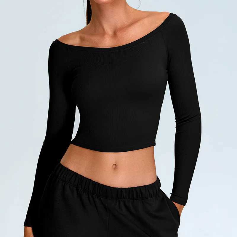 Home>Products>Strapless Long Sleeve Yoga T-shirt>Womens Solid Sports Shirt W250326