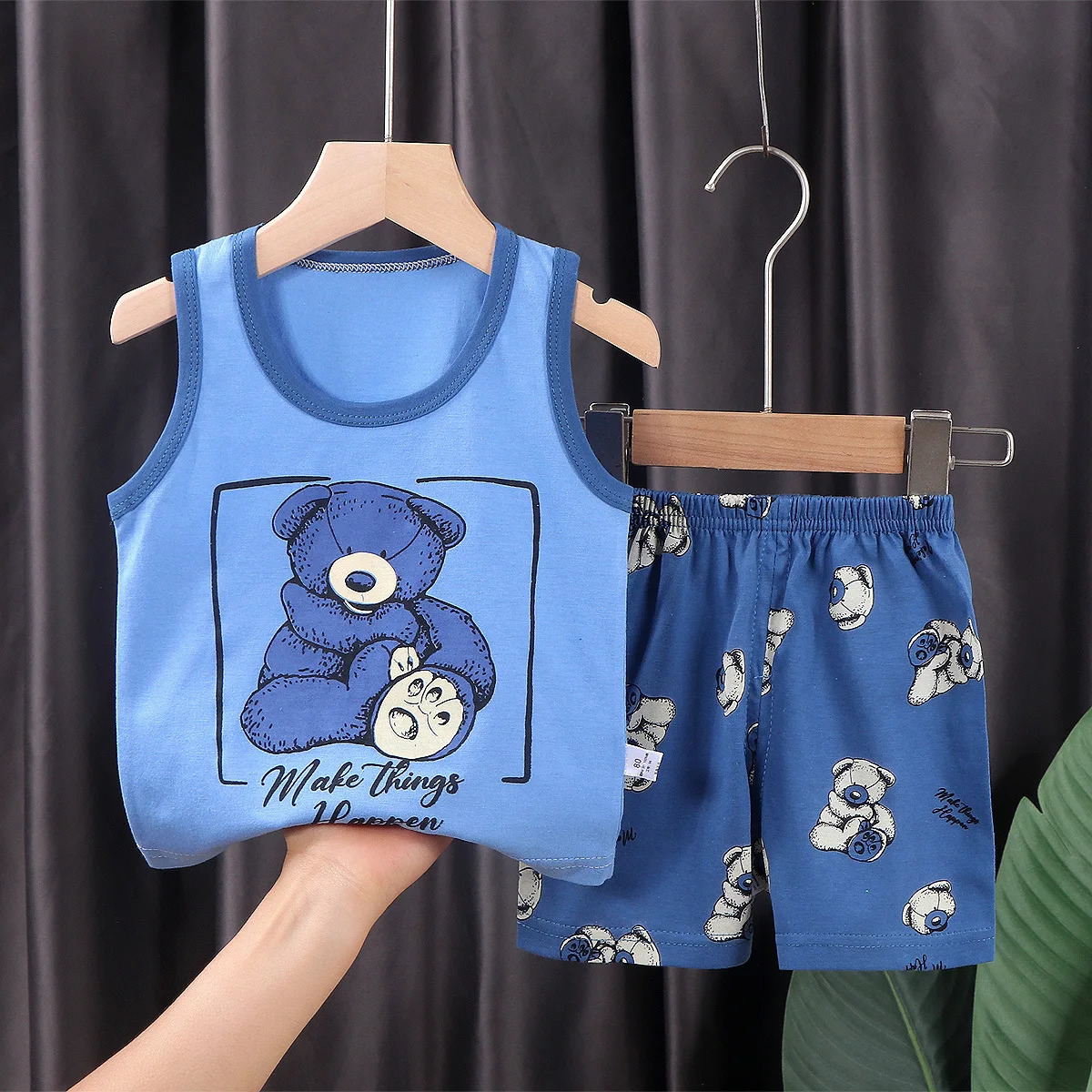 Children Clothing Set Child Vest Suit Summer Cotton Girls Shorts Clothes Baby Boys Sleeveless Suit Kid Clothes 250326