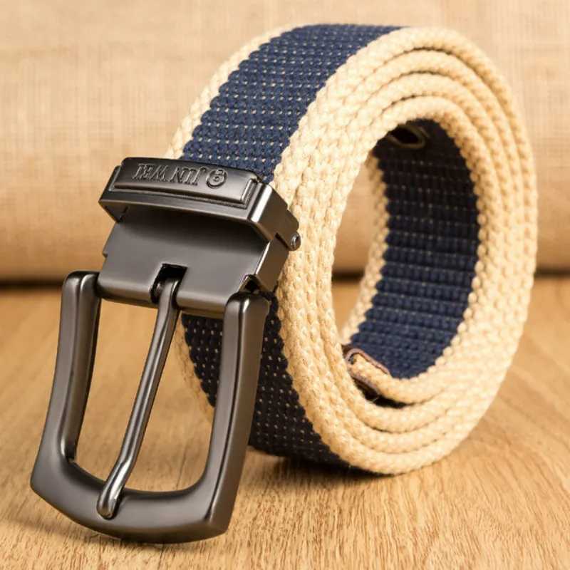 Canvas strap mens tactical strap sales mens outdoor sports simple and practical woven nylon canvas denim strap W250326