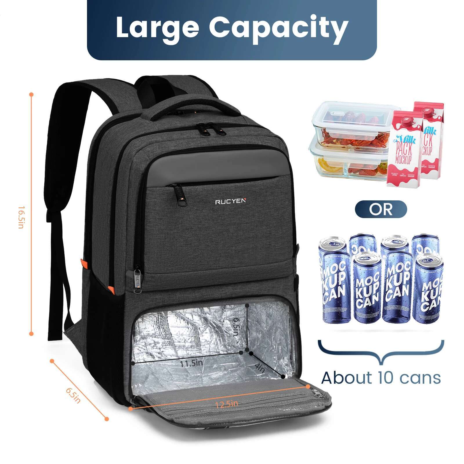 Lunch Insulated Cooler Multifunctional Travel Bag Large Capacity Outdoor Picnic Camping Waterproof Backpack