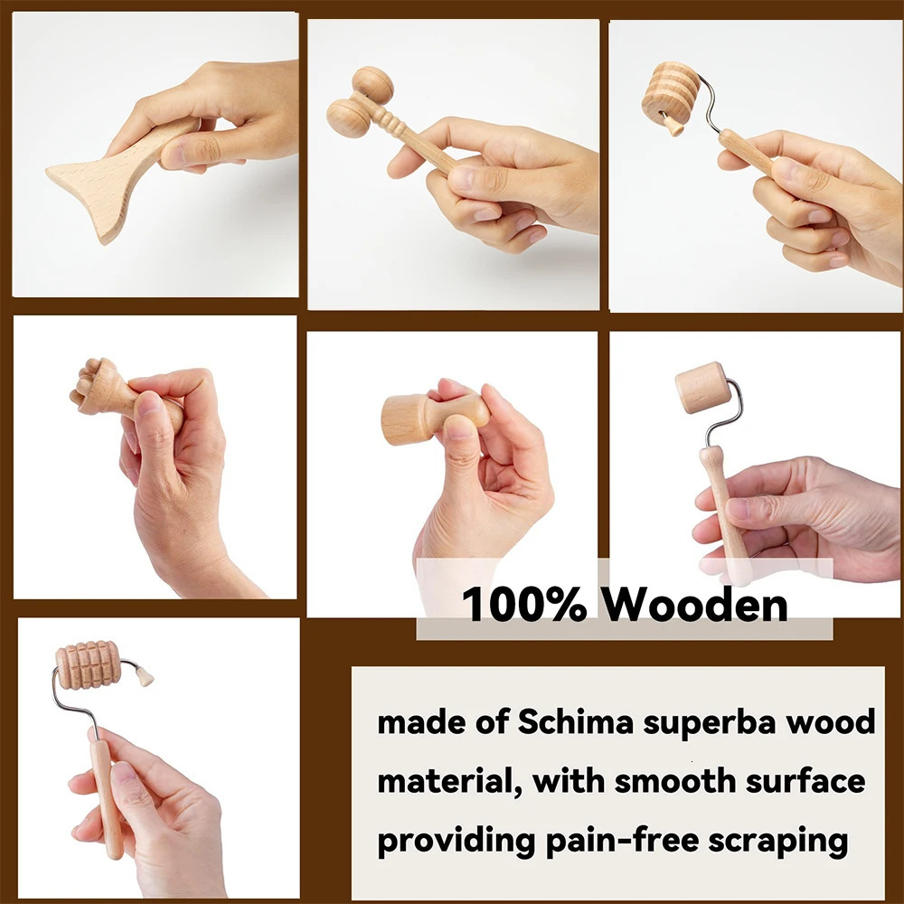 Wooden Massager for Face Wrinkle Remover Roller Facial Skin Scraping Maderoterapia Guasha Face Massager Beauty Health 250321
