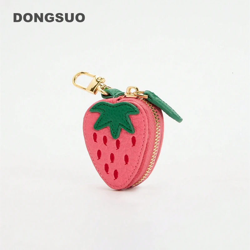Strawberry Fruit Charm coin purse cute key chain mini pouch Wallet gift for girl women 250325