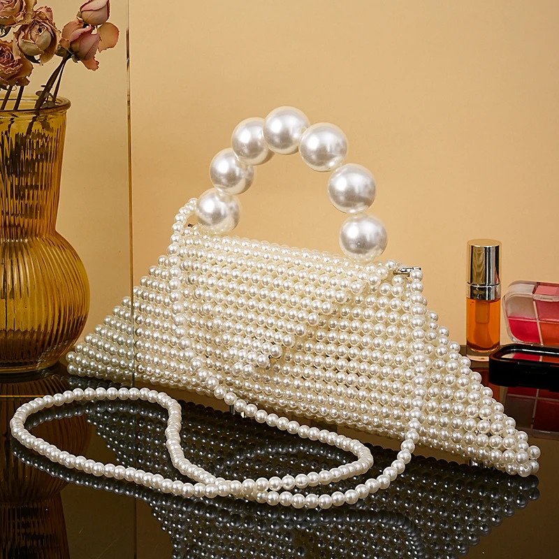 Arrival Casual Niche Handmade Bead Bag Genuine Pearl Special-Shape Tote Fashionable Handbag Beaded Hand-Woven Pearl 250325