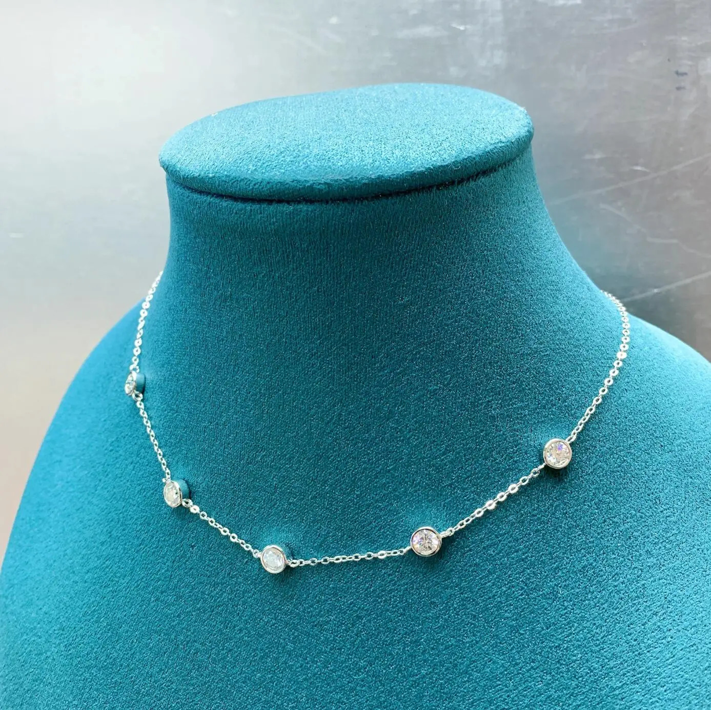 5mm 5 Stones Bubble Necklace Certified Original 18k Gold Plated 925 Silver Diamond Choker Chain for Women Jewelry GRA 250317