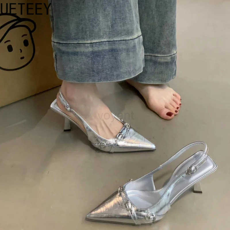 2025 Summer Pointed Toe Wen Sandals Fashion Shallow Singbacks Shoes Ladies Dancing Par Pumps Z250326