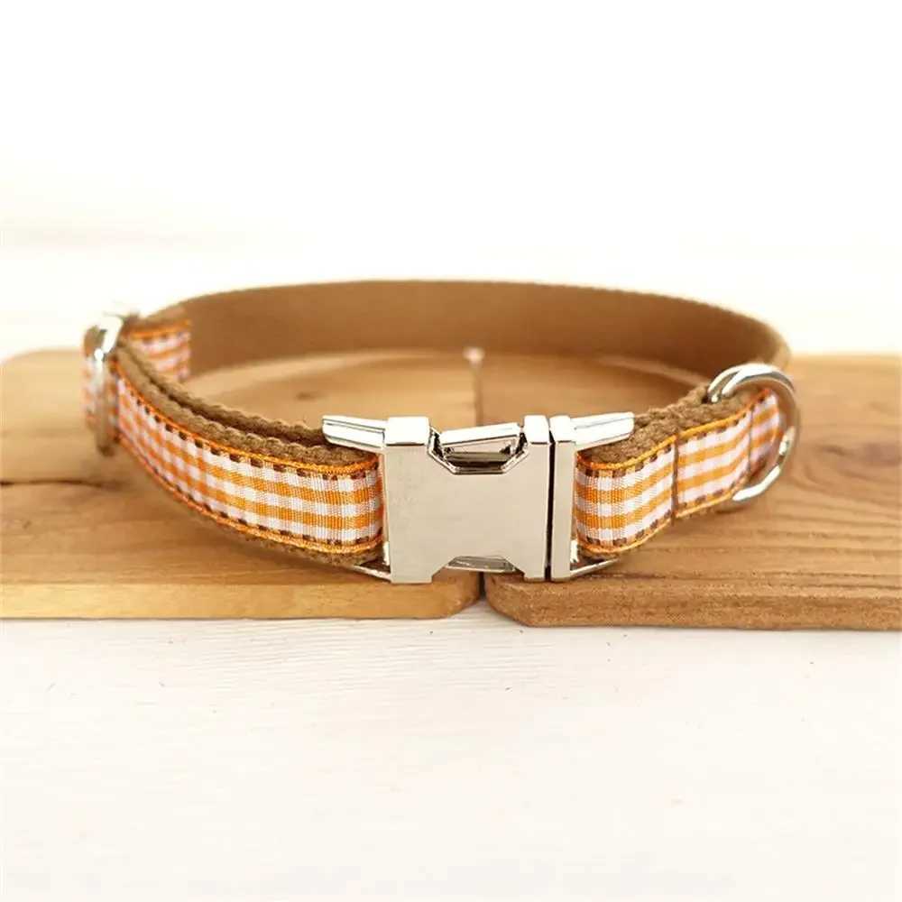 Personalized pet collar customized name ID tag adjustable brown Scottish regular cat and dog collar lead strap X250326