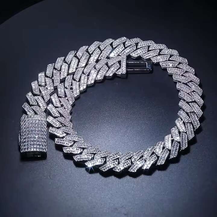 24mm Gold Cuban Link Chain Necklace Double Row T-Bar Clasp Hip Hop Lab-Grown Diamonds Silver Moissanite for Men