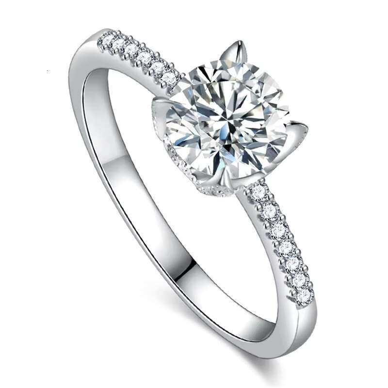 Certified Moissanite Engagement Wedding Ring 925 Sterling Silver