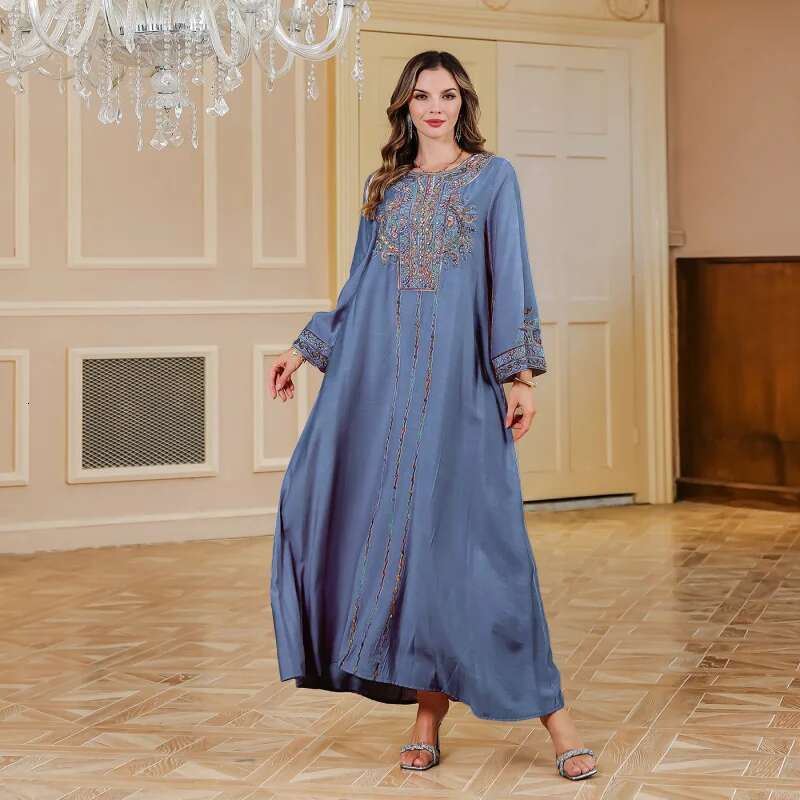 Dongdumaoyi Midden Oosten Mode Moslim Lange Jurk Abaya Geborduurd Gewaad Thuis Dubai W