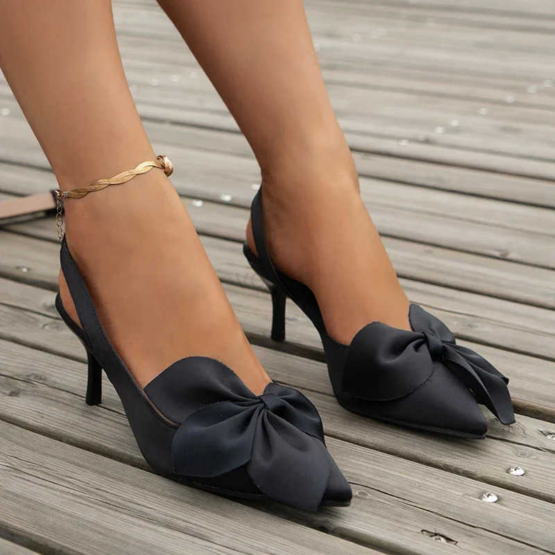 Sandals Summer Wen Luxury Brand High H Sandalias Sexy Pointed Toe Slip on Bow Casual Shoes Off High H Wen Sandals Z250326