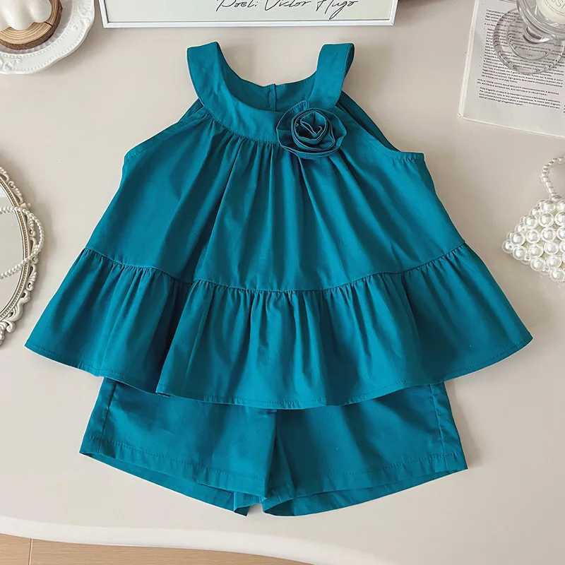 Girls casual dress sleeveless 3D floral set and dress childrens clothing 2 to 7 years old girls clothing W250326