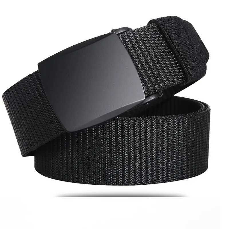 2022 new canvas mens belt fashion black nylon outdoor metal automatic buckle leisure fully matched luxury belt mens wholesale W250326