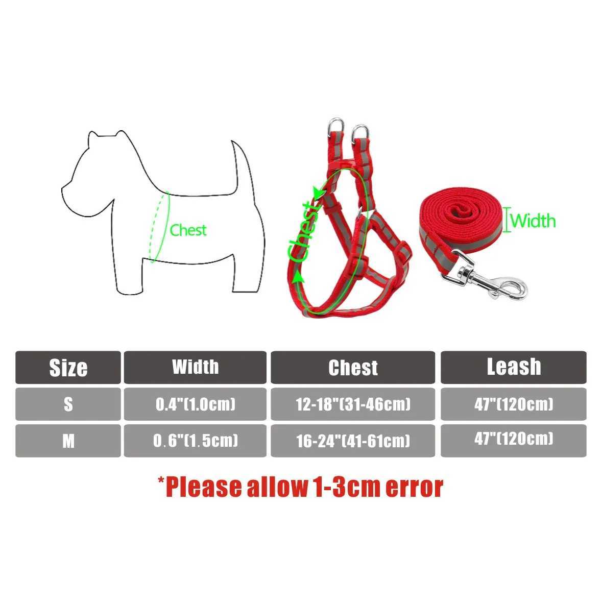 Reflective nylon dog harness and belt set suitable for small and medium-sized dogs puppy lead Chihuahua Yoki 7 colors X250326