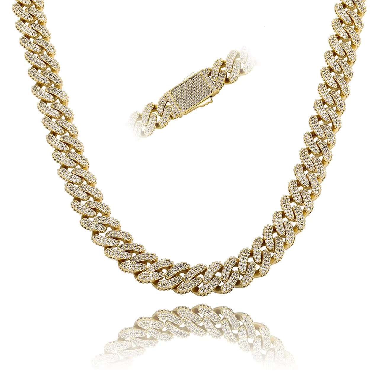 13mm Cuban Link Hip Hop Chain Necklace with Spring Clasp Stylish Moissanite Chain