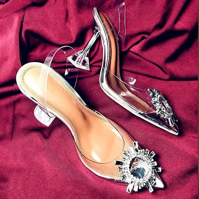 42 Large Sandals Wen Summer Slim H Back Emp Single Shoes Sexy One Word Crystal High H Wens Sandalias Mujer Z250326